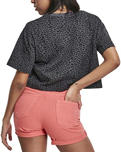 Urban Classics Ladies Short Oversized AOP tee Camiseta, Multicolor (Dark Grey Leo 02100), 4XL para Mujer