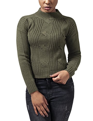 Urban Classics Ladies Short Turtleneck Sweater Suéter, Verde (Olive 176), L para Mujer