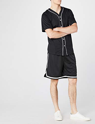 Urban Classics Mesh Jersey Camiseta Baseball con Botones a Presión, Negro (Black), XXL para Hombre