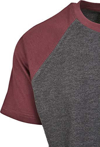 Urban Classics Raglan Contrast tee Camiseta, Multicolor (Charcoal/Redwine 02252), XXX-Large para Hombre