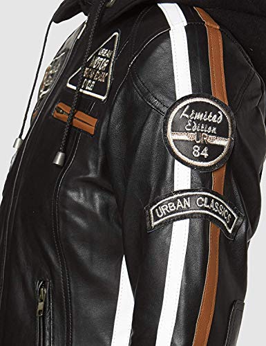 Urban GoCo Chaqueta Moto Mujer de Cuero Leather '58 LADIES', Cazadora Moto de Piel de Cordero, Armadura Removible para Espalda, Hombros y Codos Aprobada por la CE, Negro, 2XL (UR-156)