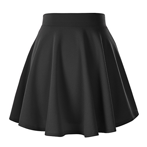 Urban GoCo Falda Mujer Elástica Plisada Básica Patinador Multifuncional Corto Falda (XS, Negro)
