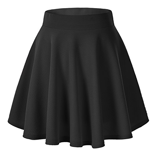 Urban GoCo Falda Mujer Elástica Plisada Básica Patinador Multifuncional Corto Falda (XS, Negro)