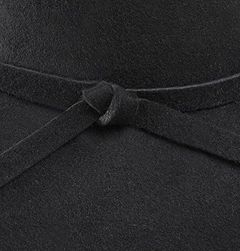 Urban GoCo Mujer Vintage Sombrero Lana Gorra Borde Amplio Bowler Cloche Bombín Invierno (Negro)