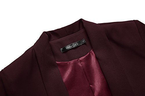 Urban GoCo Mujeres Blazers Chaqueta de Traje Slim Fit Elegante Oficina Negocios Outwear (Medium, Vino Rojo)