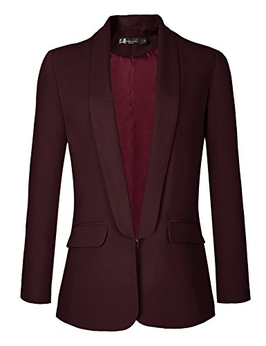 Urban GoCo Mujeres Blazers Chaqueta de Traje Slim Fit Elegante Oficina Negocios Outwear (Medium, Vino Rojo)