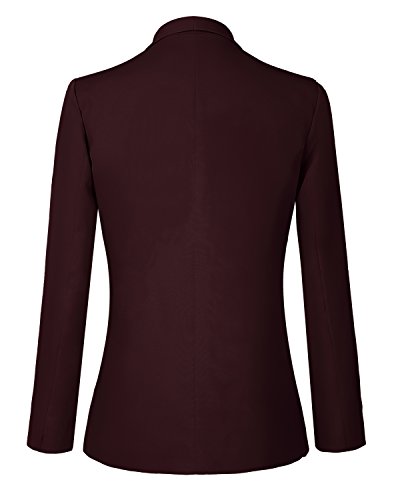 Urban GoCo Mujeres Blazers Chaqueta de Traje Slim Fit Elegante Oficina Negocios Outwear (Medium, Vino Rojo)