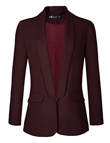 Urban GoCo Mujeres Blazers Chaqueta de Traje Slim Fit Elegante Oficina Negocios Outwear (X-Large, Vino Rojo)