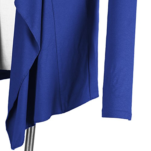 Urban GoCo Mujeres Cardigan Drapeado de Manga Larga Chaqueta con Frente Abierto Rebecas Dobladillo Irregular (Small,Azul Real)
