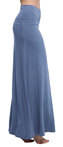 Urban GoCo Mujeres Falda Larga para Yoga Danza Casual Alta Cintura Bodycon Elástico Falda Maxi Azul grisáceo L