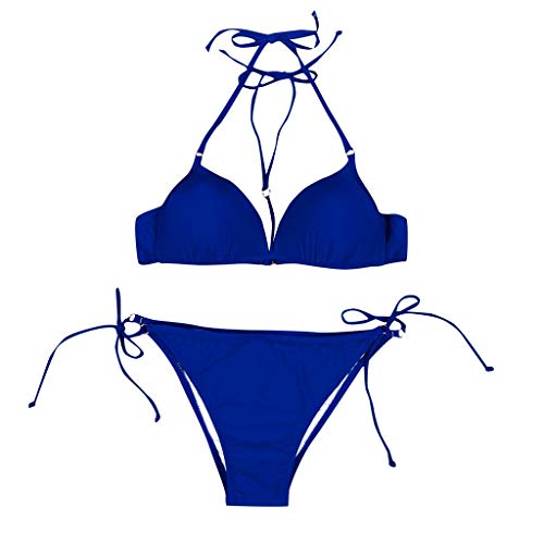 URIBAKY Conjunto De Dos Piezas De Bikini Sexy para Mujer Color SóLido/Estampado De Leopardo, Traje De BañO, Eslinga, Busto Push-Up Y Venda, Ropa De Playa