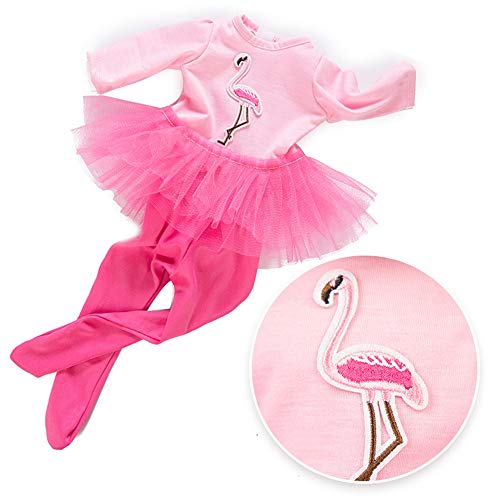 Uteruik Ropa de muñeca para trajes de muñeca americana de 46 cm, falda y leggings estampado de flamencos (#D)