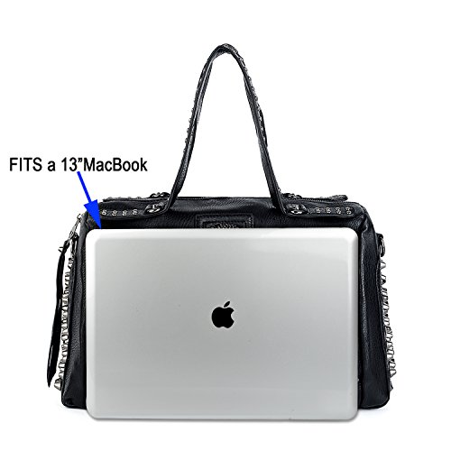 UTO - Bolso de Hombro de Mujer Bolso Tote Moda de Cuero Sintético Remache Tachonado Calavera Cráneo Estilo Punk Gótico con Cremallera