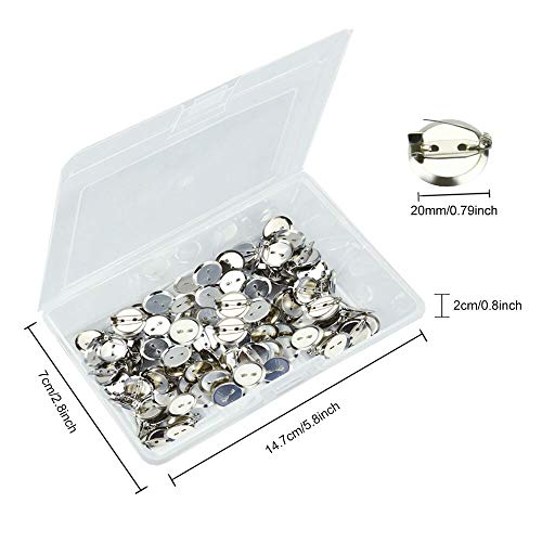 UTRUGAN 50 PCS Bandeja de Broche de Hierro Chapas Personalizadas Redondo Broche de Botón Pin para Manualidades, DIY, Joyería, Accesorios (Plata, 20 mm)