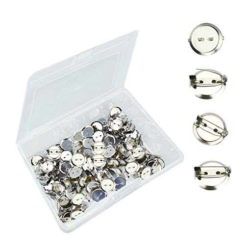 UTRUGAN 50 PCS Bandeja de Broche de Hierro Chapas Personalizadas Redondo Broche de Botón Pin para Manualidades, DIY, Joyería, Accesorios (Plata, 20 mm)