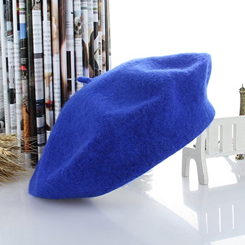 V-SOL GEMVIE Boina Francesa Mujer Gorros Boina Primavera o Invierno Azul