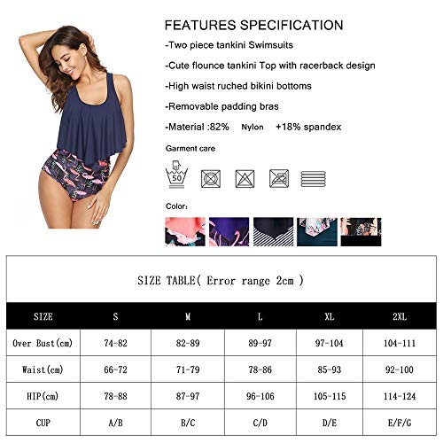 Vacaciones Recorrido de la Manera Traje de baño Atractivo Belleza Volver Bikini con Volantes del cojín del Pecho Multicolor de Cintura Alta del Bikini Traje de baño Partido (Color : D, Size : L)