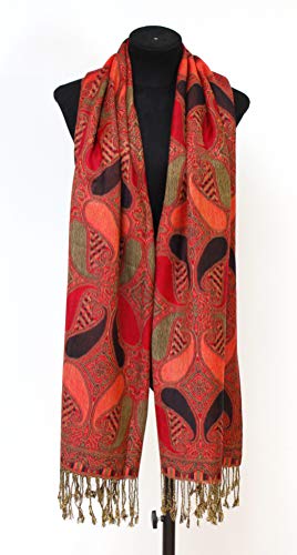 Van Der Rich ® - Bufanda - Pashminas - Damen (Rojo-Negro)