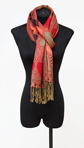 Van Der Rich ® - Bufanda - Pashminas - Damen (Rojo-Negro)