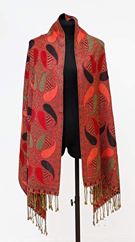 Van Der Rich ® - Bufanda - Pashminas - Damen (Rojo-Negro)