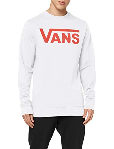 Vans Classic Crew II Sudadera, Blanco (White/Racing Red Ksf), X-Small para Hombre