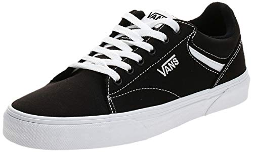 Vans Seldan, Sneaker Hombre, Lienzo Negro Blanco 187, 42 EU