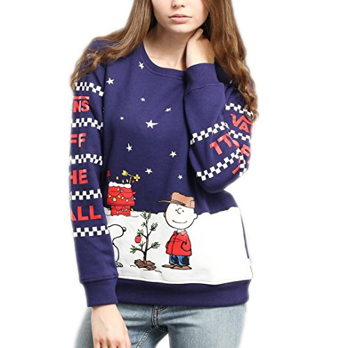 Vans_Apparel Crew Sudadera, Multicolor (Peanuts Christmas), 10 (Talla del Fabricante: Medium) para Mujer