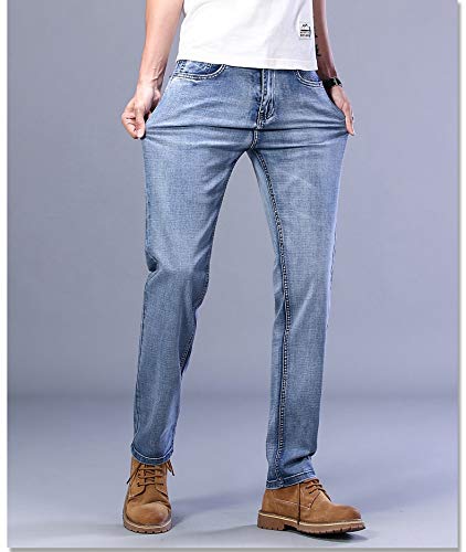 Vaqueros para Jeans Pantalones Novedad De Verano, Pantalones Vaqueros Delgados Celestes para Hombre, Pantalones De Mezclilla Ajustados Elásticos Avanzados, Pantalon