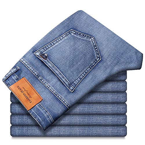 Vaqueros para Jeans Pantalones Novedad De Verano, Pantalones Vaqueros Delgados Celestes para Hombre, Pantalones De Mezclilla Ajustados Elásticos Avanzados, Pantalon