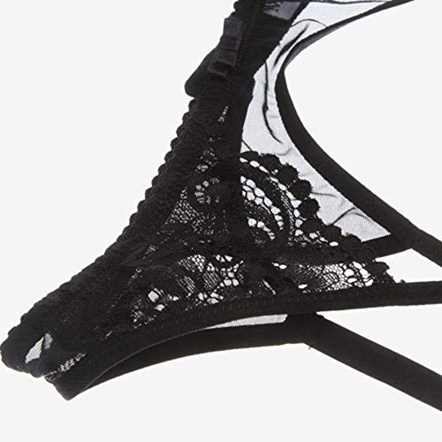 Varsbaby Liguero de liga de encaje sexy para mujer para medias hasta el muslo(M, Negro)