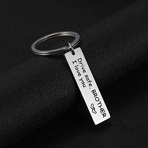 VASSAGO Llavero personalizado de acero inoxidable con texto en inglés "Drive Safe I Love You" para marido, papá, mamá, hermano, abuela, miembros de la familia, regalos dulces
