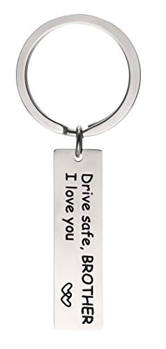 VASSAGO Llavero personalizado de acero inoxidable con texto en inglés "Drive Safe I Love You" para marido, papá, mamá, hermano, abuela, miembros de la familia, regalos dulces