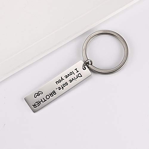 VASSAGO Llavero personalizado de acero inoxidable con texto en inglés "Drive Safe I Love You" para marido, papá, mamá, hermano, abuela, miembros de la familia, regalos dulces
