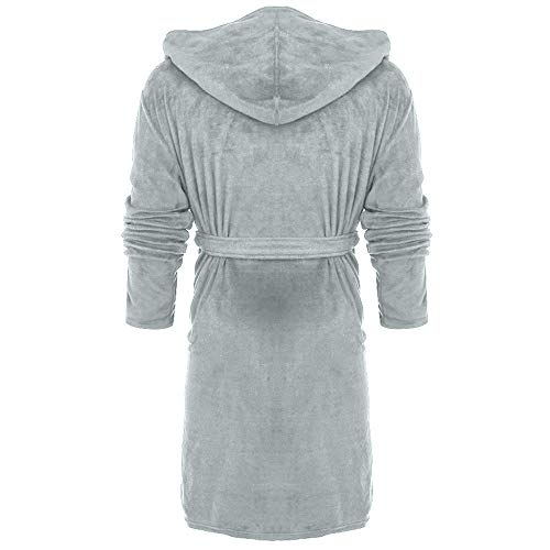 VBHJK Bata Larga De Franela De Invierno para Mujer,Gran Tamaño Gris Franela Gruesa Cinturón De Bolsillo con Capucha Clásico Albornoz Largo para Mujer Bata De Casa Suave Ropa De Dormir Suelta Súper Cá