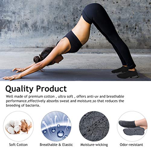 VBIGER Calcetines Yoga Antideslizantes para Mujeres Calcetines Deportivos para Ejercicio Interior | Pilates | Yoga | Ballet | Fitness 3 Pares