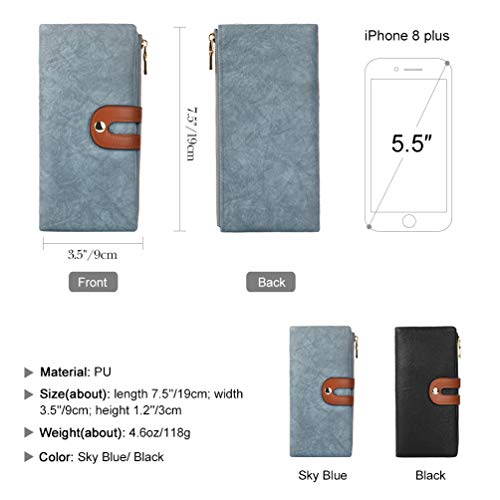 VBIGER Cartera Larga para Mujer Cremallera con Cepillo antirrobo de Moda PU Oficina