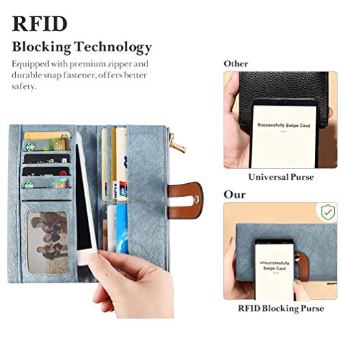 VBIGER Cartera Larga para Mujer Cremallera con Cepillo antirrobo de Moda PU Oficina