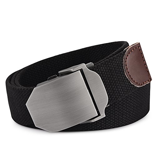 VBIGER Cinturón de Lona con Hebillas Automáticas para Hombre un Tamaño Negro 2