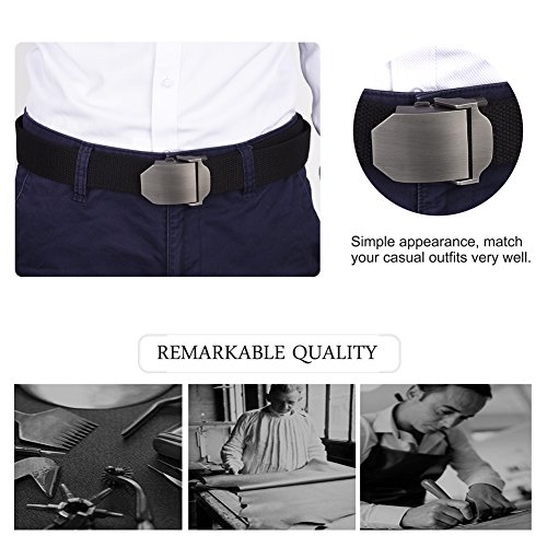 VBIGER Cinturón de Lona con Hebillas Automáticas para Hombre un Tamaño Negro 2
