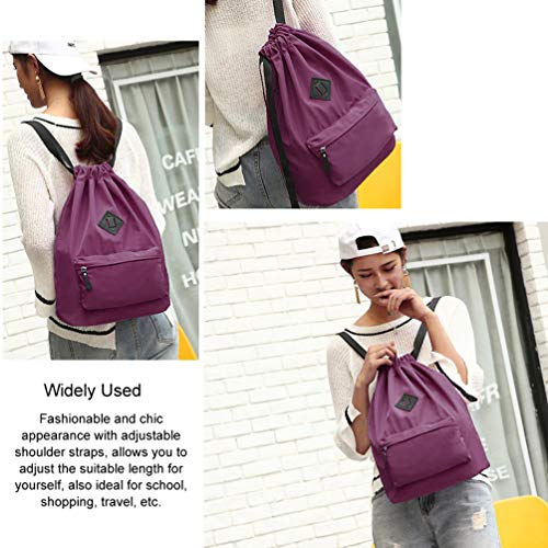 Vbiger Mochila de Cuerda Unisex Púrpura