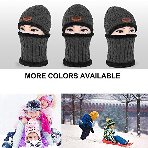 VBIGER Niños Sombrero Caliente de Punto y Bufanda tubular con Forro de Lana,2 Piezas