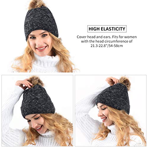 VBIGER Sombreros de Caliente Punto Gorro Invierno con Forro de Felpa Corta para Mujer