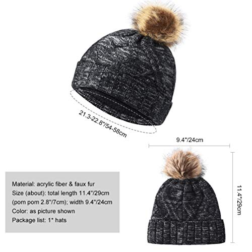 VBIGER Sombreros de Caliente Punto Gorro Invierno con Forro de Felpa Corta para Mujer