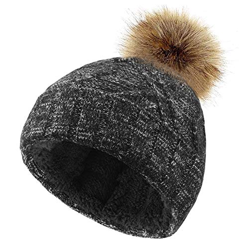 VBIGER Sombreros de Caliente Punto Gorro Invierno con Forro de Felpa Corta para Mujer