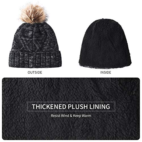 VBIGER Sombreros de Caliente Punto Gorro Invierno con Forro de Felpa Corta para Mujer