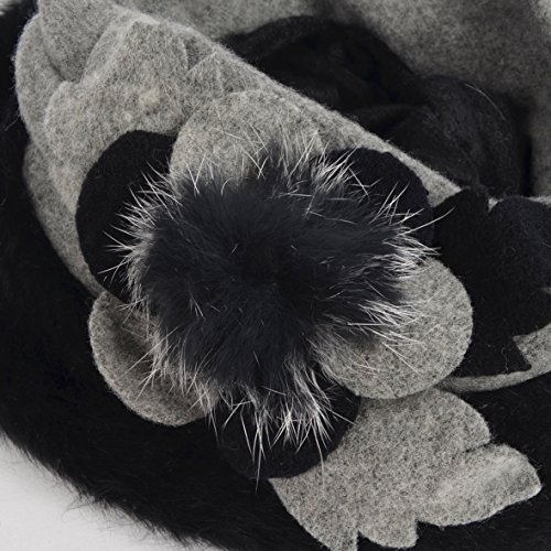 VECRY Mujeres Lana Boinas Angola Gorro Casquete Invierno Sombrero (Negro)