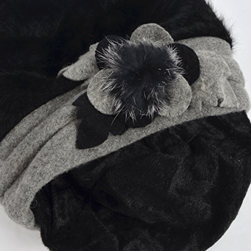 VECRY Mujeres Lana Boinas Angola Gorro Casquete Invierno Sombrero (Negro)