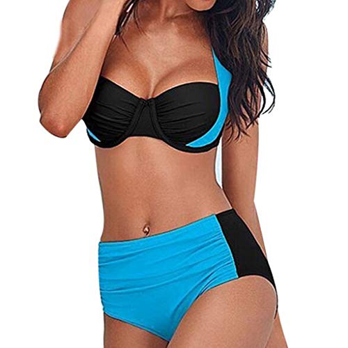 Vectry Traje De Baño Mujer Tallas Grandes Bikinis Victoria Secret Bañador Mujer Color Puro Tankinis Mujer Bañadores De Mujer con Aros Traje De Baño Azul Claro