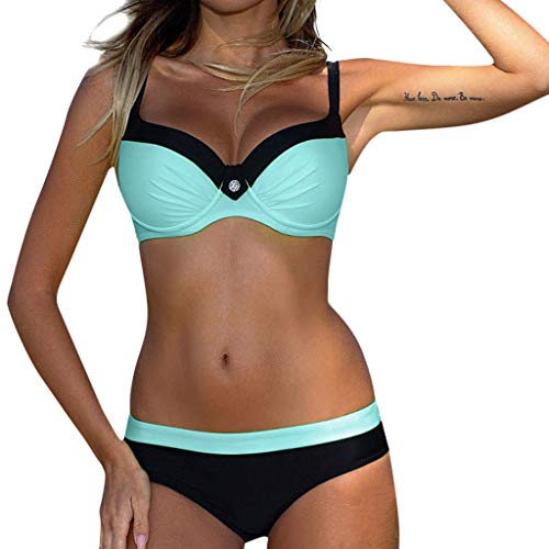 Vectry Traje de Baño Sexy Mujer 2019 Bikinis Victoria Secret Bikinis Victoria Secret Bañadores de Mujer con Aros Bañadores de Mujer Dos Piezas Top Y Pantalon Tankinis Mujer Traje de Baño Celeste