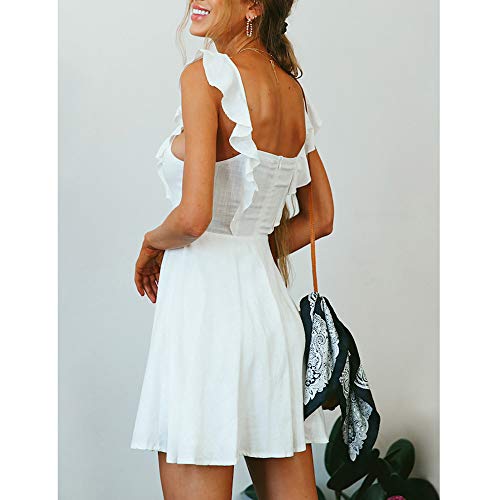 Vectry Vestidos Ibicencos Mujer Blancos Playa Vestidos De Fiesta Volantes Vestidos Largos Casual Verano Vestidos Baratos Mini Vestidos Muy Sexys Vestidos Casuales Verano Vestido Blanco